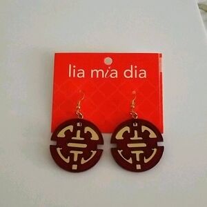 Burgundy Silver Acrylic Dangle earrings